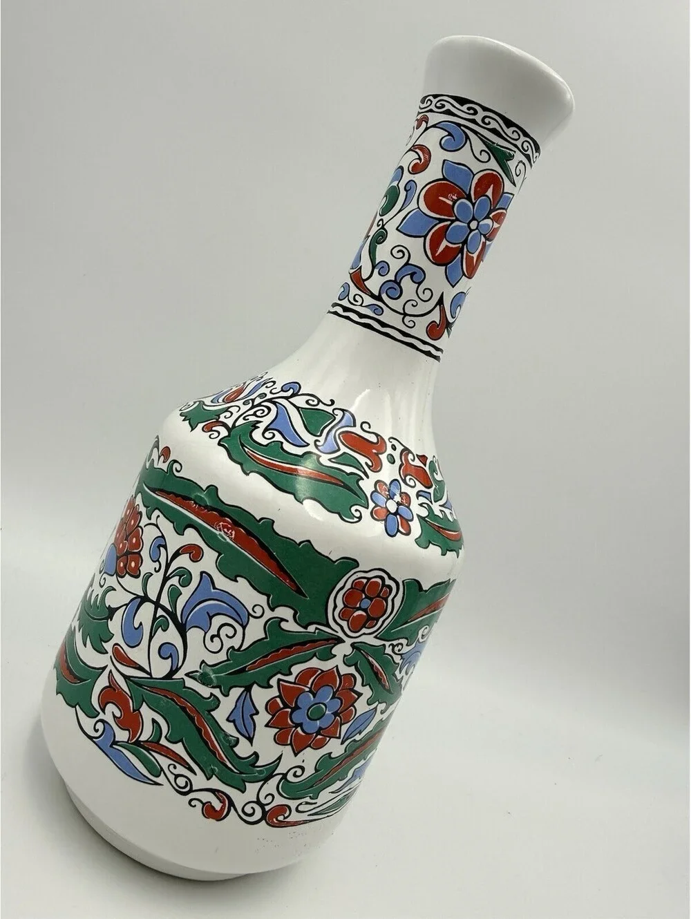 Vintage Metaxa Bottle Decanter Handmade Decorative Floral White Porcelain Greece
